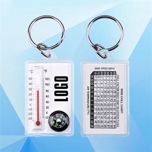 Compass and Thermometer Keychain