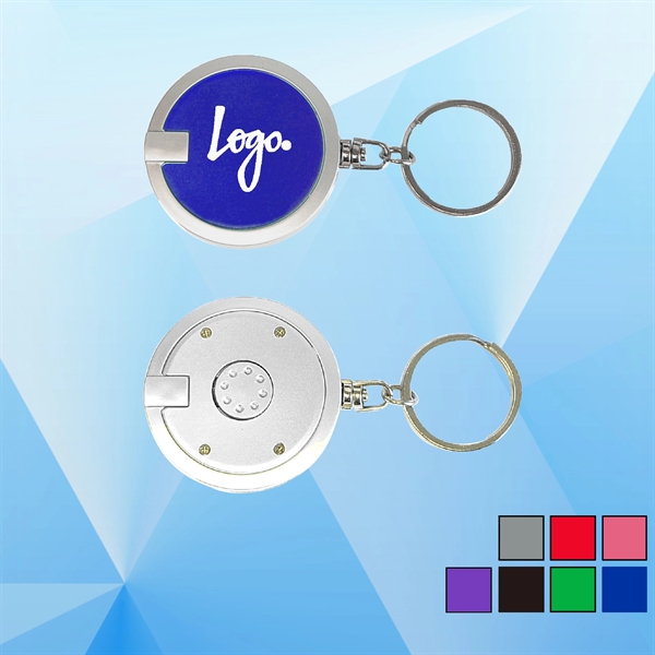 Deluxe Coaster Shape Round Flashlight Keychain - Image 1