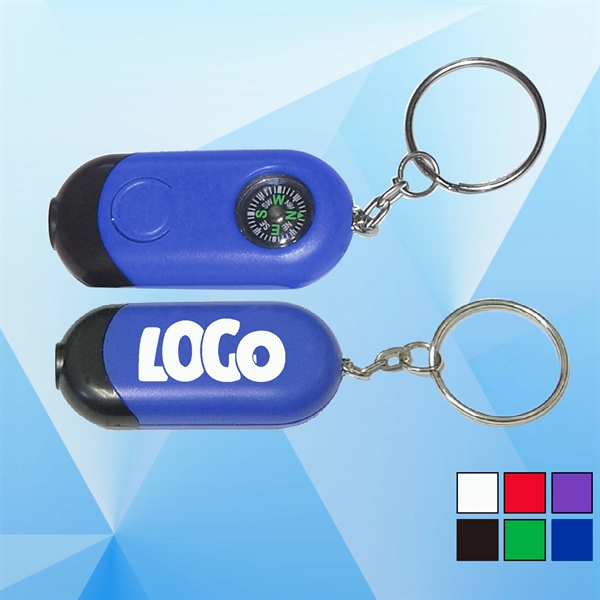 Mini Rectangular Flashlight with Compass Key Chain - Image 1