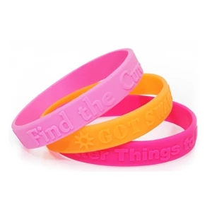Embossed 1/2" Inch Custom Silicone Wristbands Bracelet.