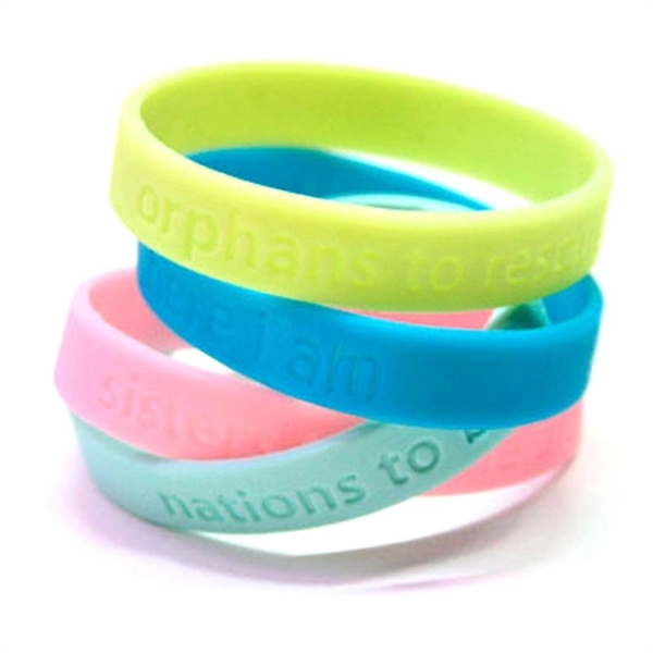 Custom Debossed 1/2 Inch Silicone Wristbands - Image 1