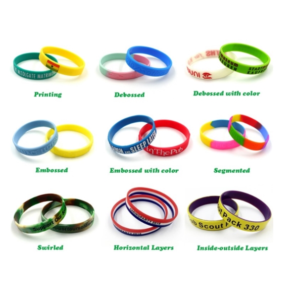 Custom Segmented Debossed Silicone Wristbands - Image 2