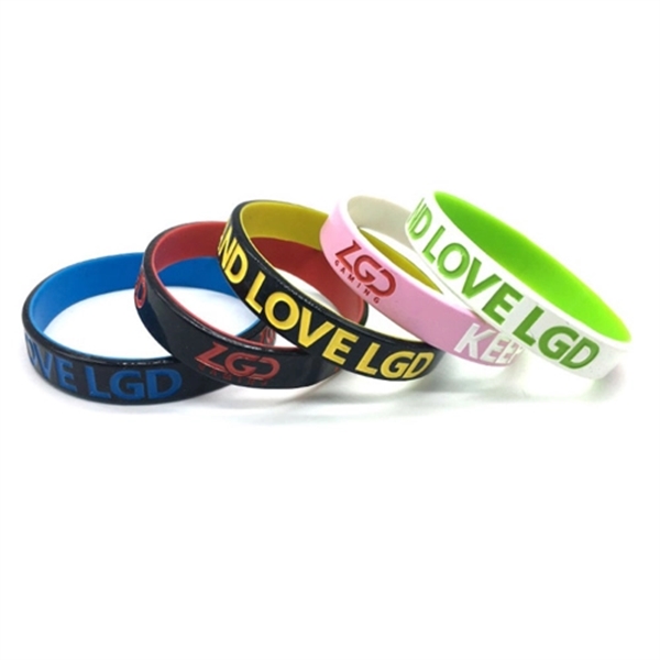 Quick Ship Custom 1/2 Inch Dual Layer Silicone Wristbands - Image 1