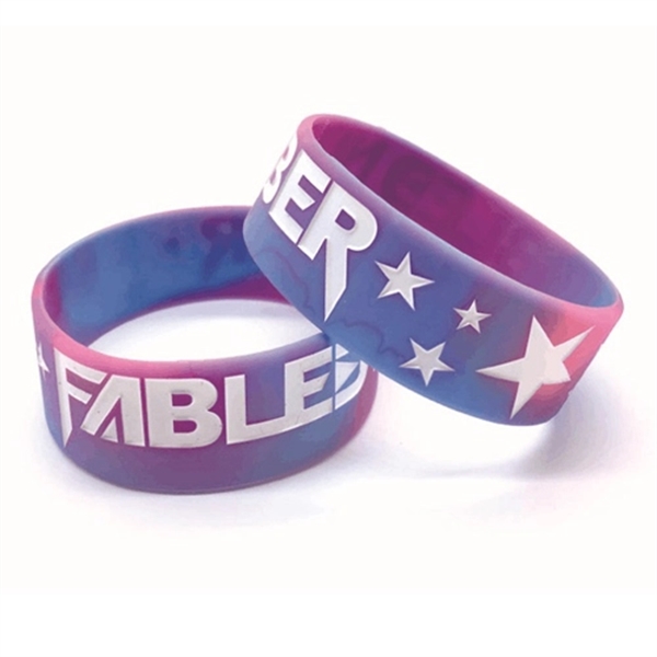 1" Inch Swirl Color Debossed Silicone Wristbands