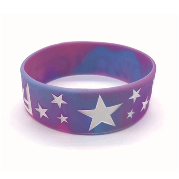 1" Inch Swirl Color Debossed Silicone Wristbands - Image 2