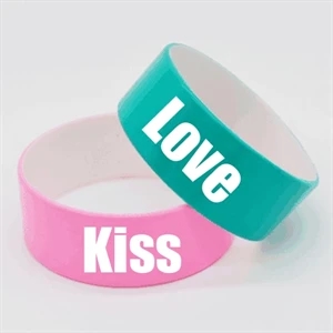 1" Swirl Color Debossed Ink Injected Silicone Wristbands
