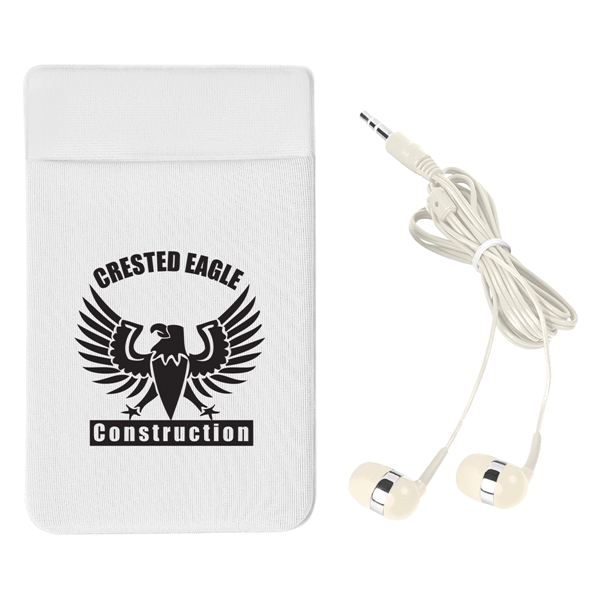 Stretch Phone Card Sleeve With Earbuds - Image 2