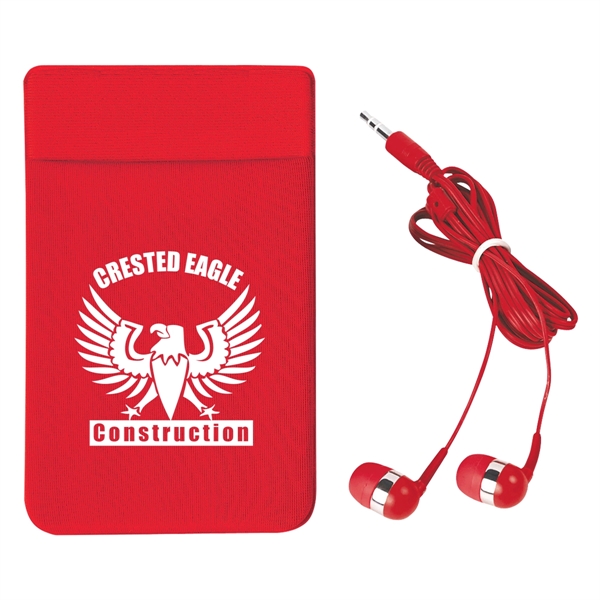 Stretch Phone Card Sleeve With Earbuds - Image 3