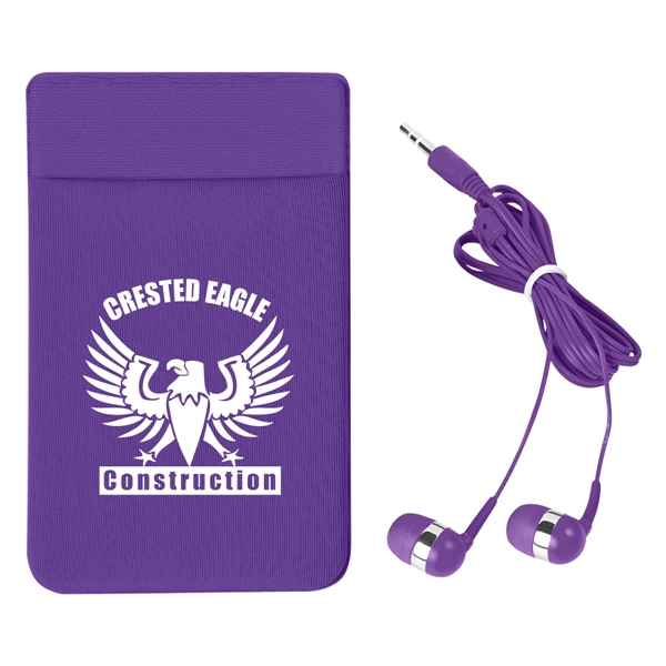 Stretch Phone Card Sleeve With Earbuds - Image 4