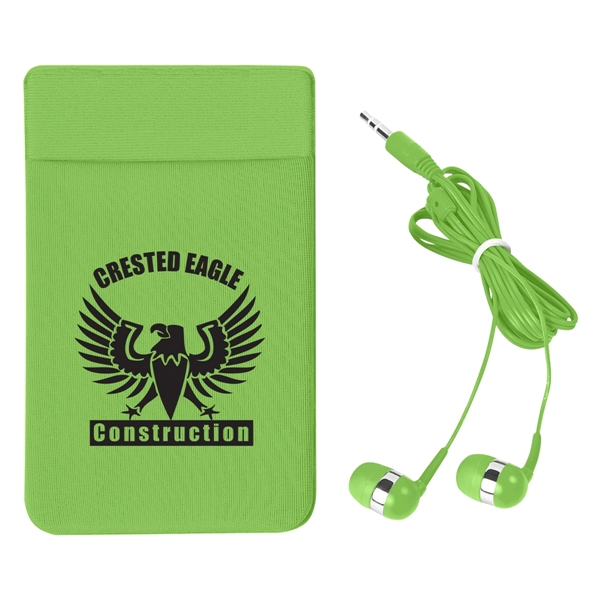 Stretch Phone Card Sleeve With Earbuds - Image 6