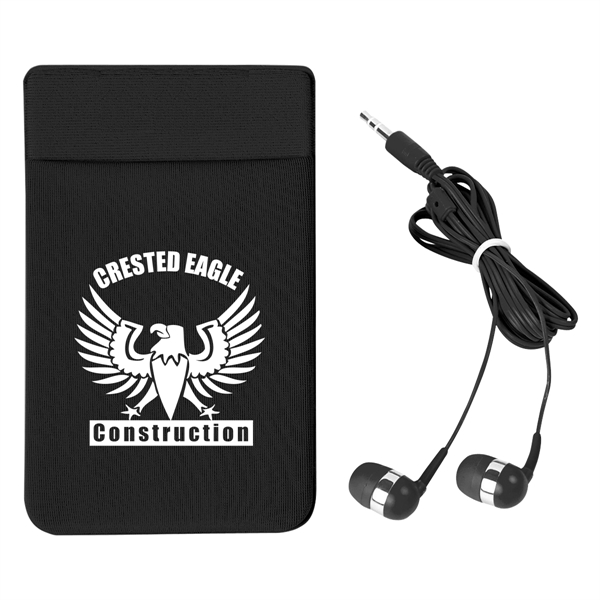 Stretch Phone Card Sleeve With Earbuds - Image 8
