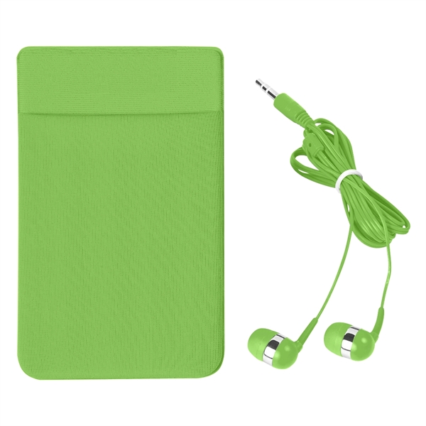 Stretch Phone Card Sleeve With Earbuds - Image 12