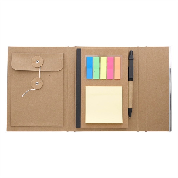 5" x 7" Woodgrain Padfolio With Sticky Notes And Flags - Image 3