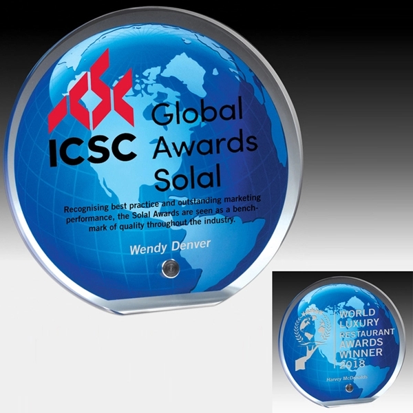 Global Award with Stock Globe Background - 5" Dia x 1/2"