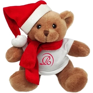 Christmas 6" Beanie Brown Bear with Embroidered Eyes