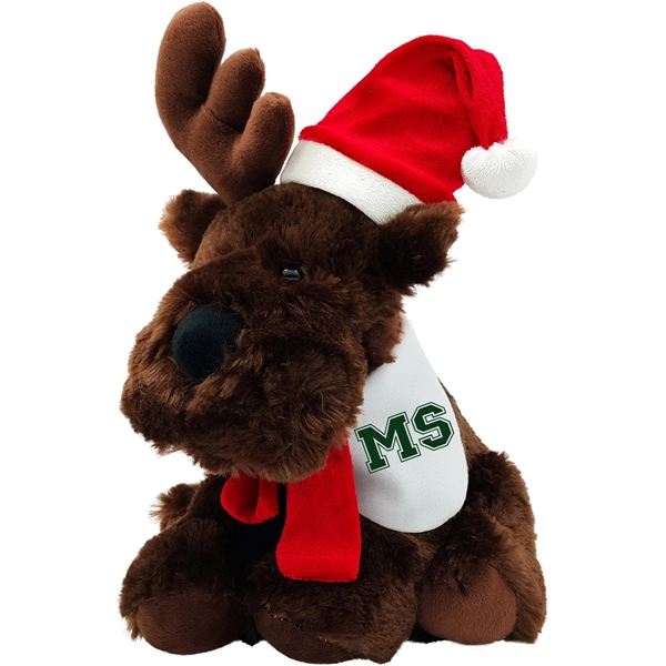 Christmas 8" Brown Plush Moose - Image 1