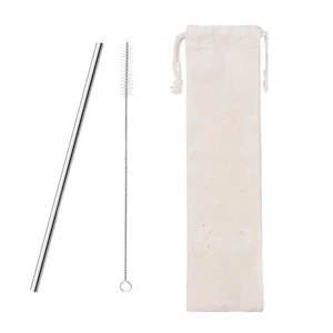 2 in 1 Metal Drinking Straw Set with Cleaning Brush