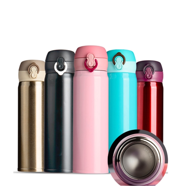 304 stainless steel vacuum insulated cup with flip open lid - Image 1