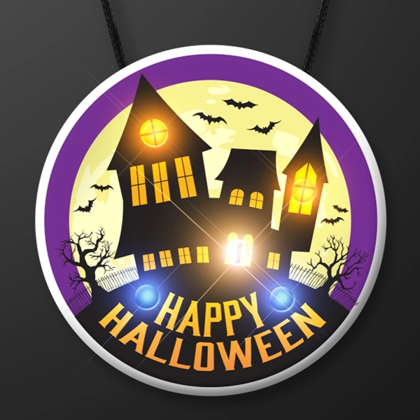 Haunted House Light Up Halloween Necklace - Image 1