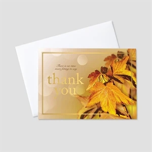 Amber Leaves Foil Printed Thanksgiving Greeting Card