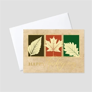 Leaves of Autumn Foil Printed Thanksgiving Greeting Card