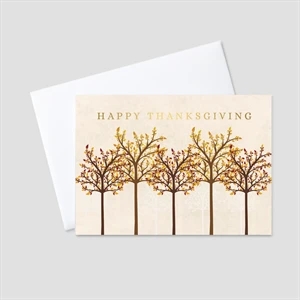 Trees of Autumn Foil Printed Thanksgiving Greeting Card
