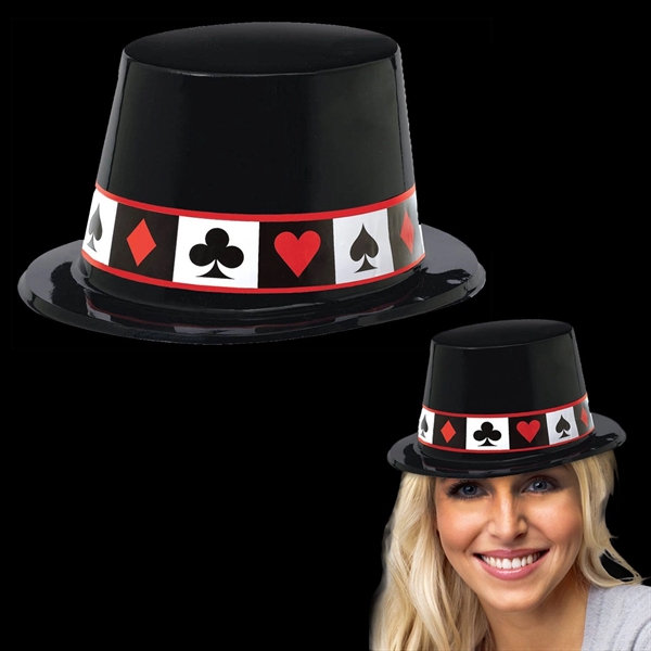 Casino Black Plastic Top Hat - Image 2