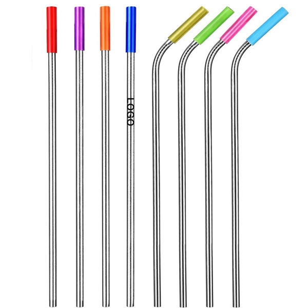 Stainless Steel Metal Straws With Silicone Tip - Image 1