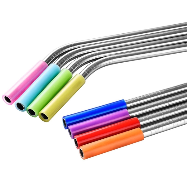 Stainless Steel Metal Straws With Silicone Tip - Image 2