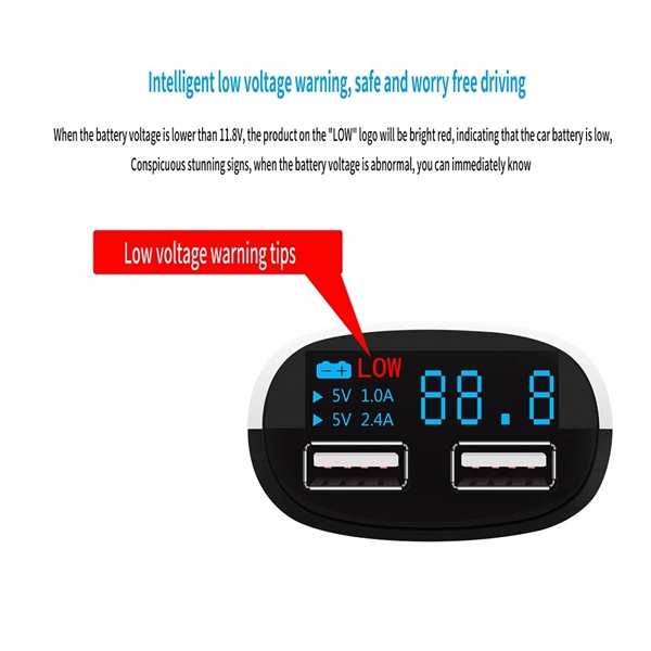 LED Display Screen QC 3.0 Dual USB Car Charger - Image 3