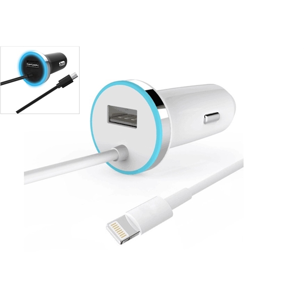 USB Car Charger with 9" USB Cable for Backseat use - Image 1