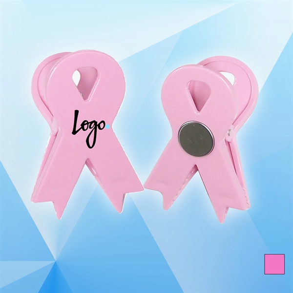 Pink Ribbon Magnetic Memo Clip Holder - Image 1