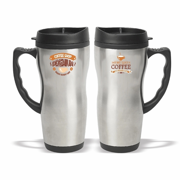 16 oz. Stainless Steel Travel Mug with Plastic Liner - Image 1
