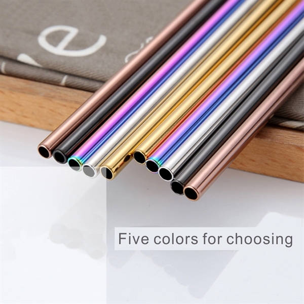 5 Pack Metal Straws Set with Brush - Image 3