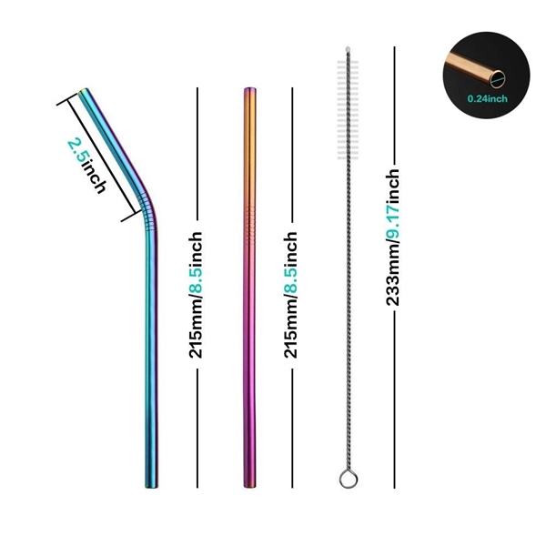 8 Pack Metal Straws Set with Brush - Image 3
