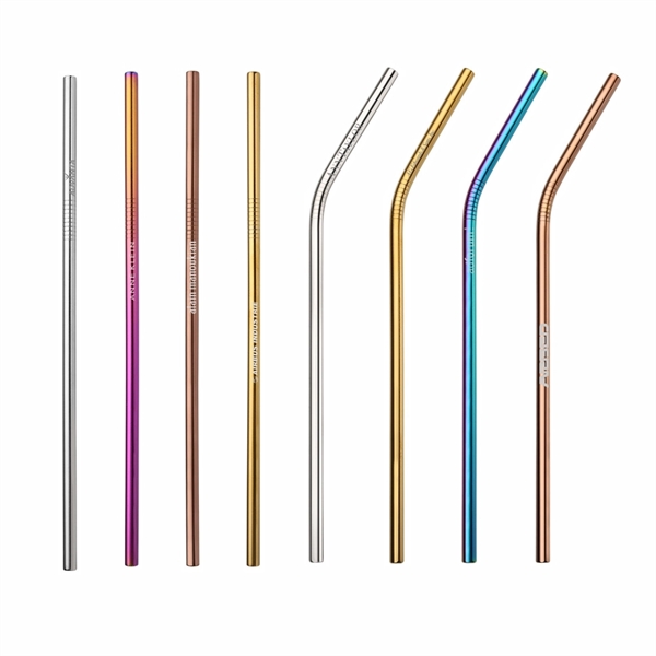 8 Pack Metal Straws Set with Brush - Image 9