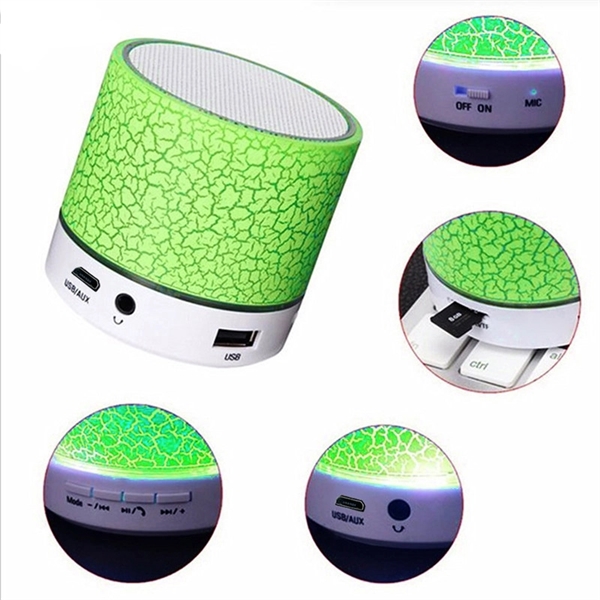 Round Wireless Mini LED Light Crack Bluetooth Speaker - Image 2