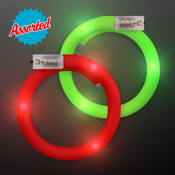 LED Flash Tube Bracelets - Assorted Green & Red - Image 2