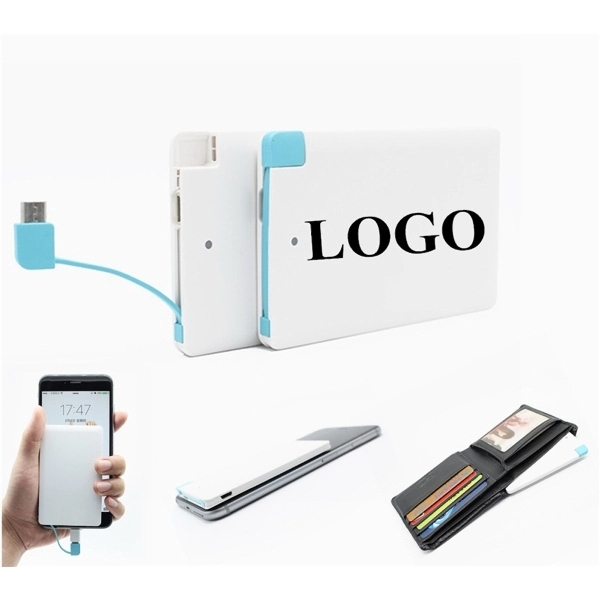Insert Data Cable Thin Credit Card Power Bank - Image 2