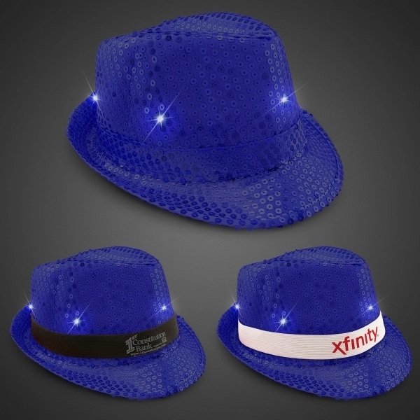 Sequin LED Fedora Hats with Imprinted Band - Image 11
