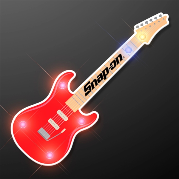 Red Guitar Flashing LED Light Pin - Image 1