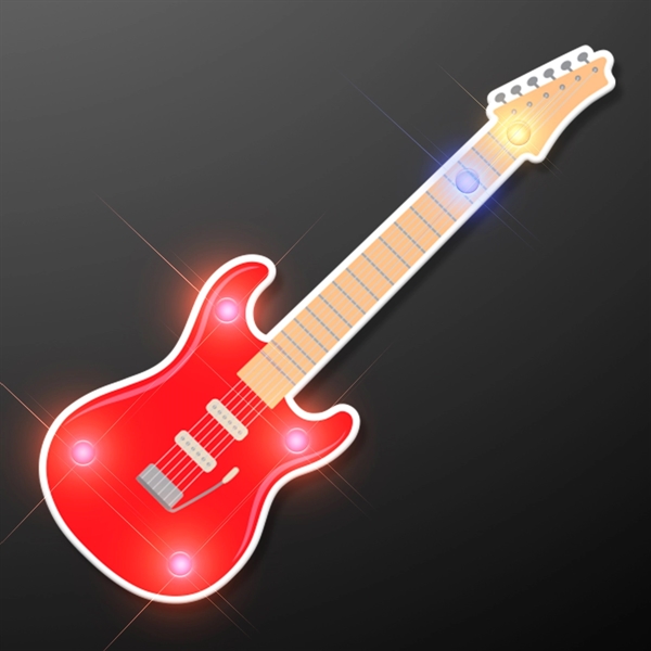 Red Guitar Flashing LED Light Pin - Image 2