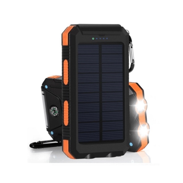 Waterproof Solar charger with carabiner and compass - Image 1