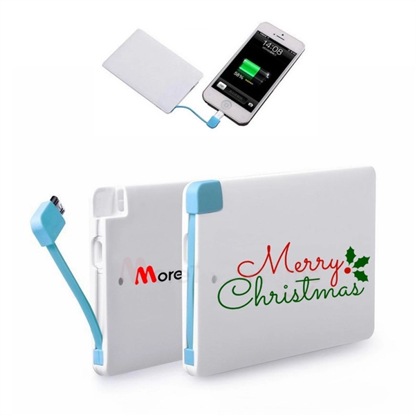 Insert Data Cable Thin Credit Card Power Bank - Image 1