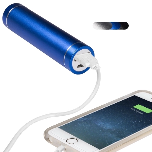 2000mAh Cylinder Power Bank with USB connector cable - Image 2