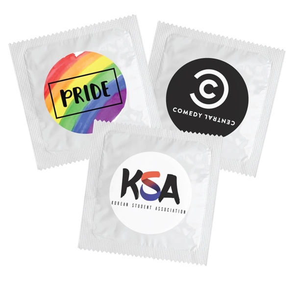 Individual Condom w/ Round 4 Color Process Printing Decal - Image 1