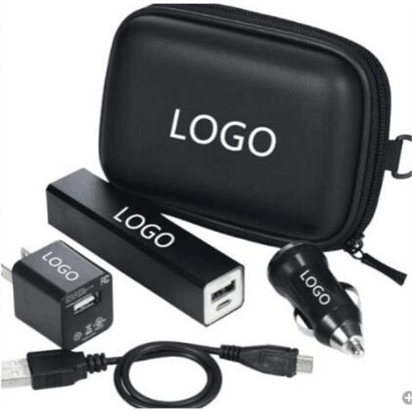 Travel Kits w/Rechargeable 2200mAh Power Bank & Wall Charger - Image 1