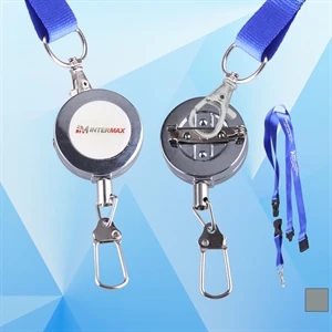Round 24" Metal Retractable Badge Holder with Lanyard