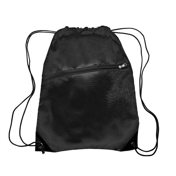 Sports Backpack w/ Large Front Zipper Drawstring Backpacks - Image 9