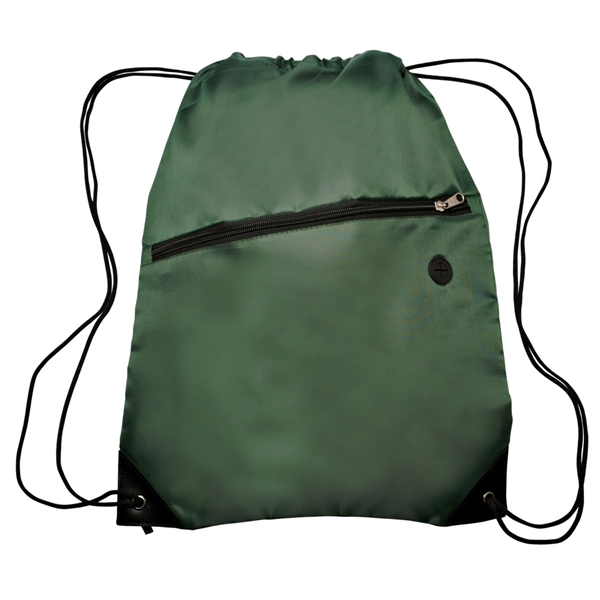 Sports Backpack w/ Large Front Zipper Drawstring Backpacks - Image 11